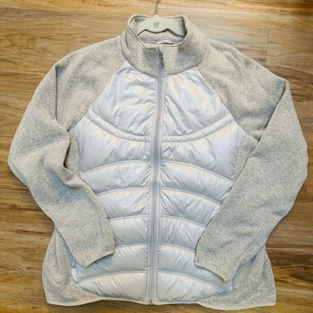 London Fog Women’s Full-Zip Quilted Jacket – Light Gray – XXL
